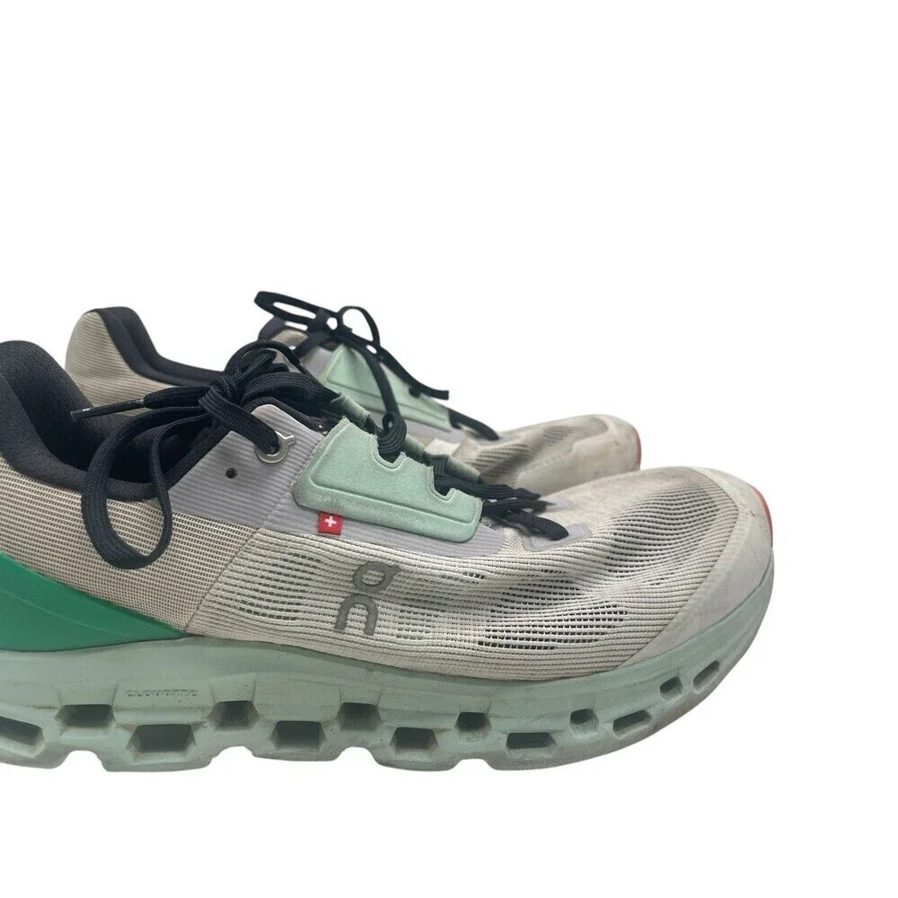 On Cloudstratus Men Size 12 Gray Green White Light Running Shoes